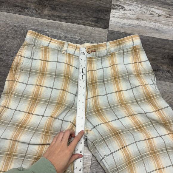 Tommy Bahama Shadow Plaid Brown Gray Men 33 Relax Linen Flat Front Casual Shorts - Picture 7 of 10